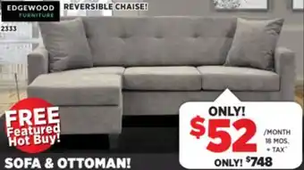 Surplus Furniture Grey 2PC Sofa & Ottoman offer