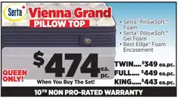 Surplus Furniture Vienna Grand Medium Pillow Top Queen Mattress Set offer