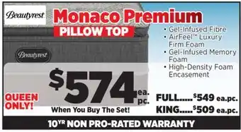 Surplus Furniture Monaco Premium Queen Mattress Set offer