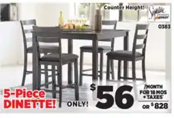 Surplus Furniture Bridson Grey Counter Height 5-Piece Dinette Set offer