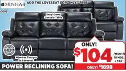 Surplus Furniture Berkeley Black Leather Match Power Sofa offer