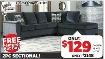 Surplus Furniture Abinger Smoke 2-Piece RIGHT Sectional offer