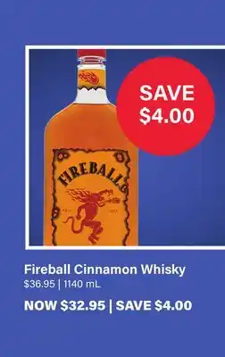 LCBO Fireball Cinnamon Whisky offer