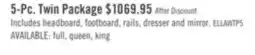 The Brick Ella 5pc Bedroom Set with Panel Bed, Dresser & Mirror, White - Twin Size offer