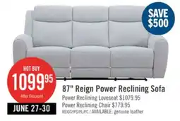 The Brick The Brick Reign 87 Fabric Power Reclining Sofa with USB Ports - Bronco Stone Grey offer