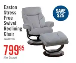 The Brick Easton 33.5 Chenille Fabric Stress Free Swivel Reclining Chair with Footrest - Silver Grey offer