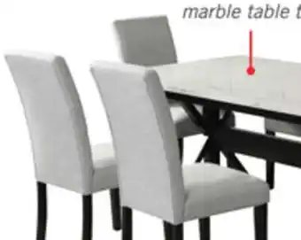 The Brick Verona 7pc Dining Set with Table & 6 Chairs, Culture Marbled Top, 60W - White offer