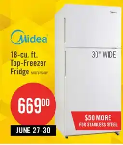 The Brick Midea 18 Cu. Ft. Top-Freezer Refrigerator - MRT18S4AWW offer