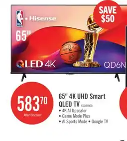 The Brick Hisense 65 QLED 4K UHD HDR10+ Dolby Vision 60Hz Google Smart TV (65QD6N) offer