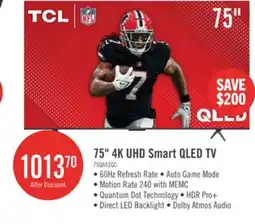 The Brick TCL 75 QLED Pro 4K UHD HDR Pro+ 60Hz Google Smart TV (75Q651G-CA) offer