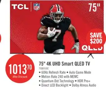 The Brick TCL 75 QLED Pro 4K UHD HDR Pro+ 60Hz Google Smart TV (75Q651G-CA) offer