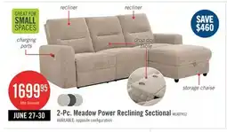 The Brick Meadow 2-Piece Right-Facing Chenille Fabric Power Reclining Sectional with Storage Chaise - Taupe offer