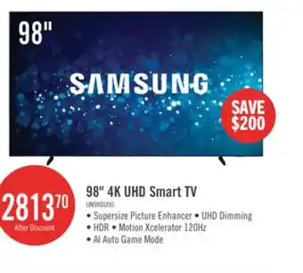 The Brick Samsung 98 4K UHD Edge Lit Dynamic Crystal Colour HDR10 120Hz Smart TV (UN98DU9000FXZC) offer