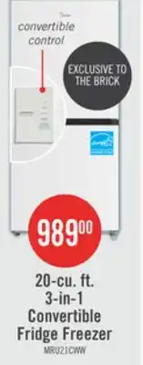The Brick Midea 20 Cu. Ft. 3-in-1 Convertible Refrigerator-Freezer - White - MRU21C7BWW offer