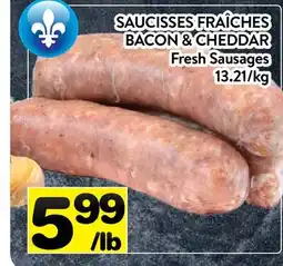 Supermarché PA SAUCISSES FRAÎCHES BACON & CHEDDAR | Fresh Sausages offer