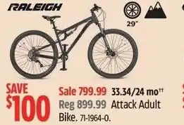 Canadian Tire Raleigh attack adult bike offer