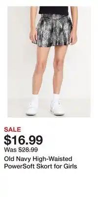 Old Navy Old Navy High-Waisted PowerSoft Skort for Girls offer