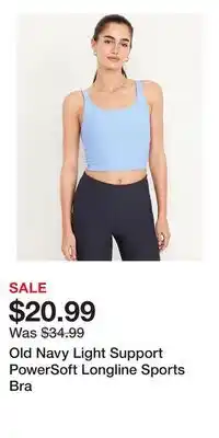 Old Navy Old Navy Light Support PowerSoft Longline Sports Bra offer