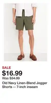 Old Navy Old Navy Linen-Blend Jogger Shorts -- 7-inch inseam offer
