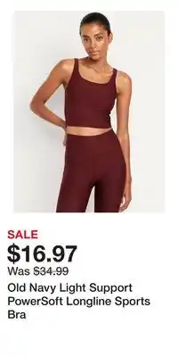 Old Navy Old Navy Light Support PowerSoft Longline Sports Bra offer
