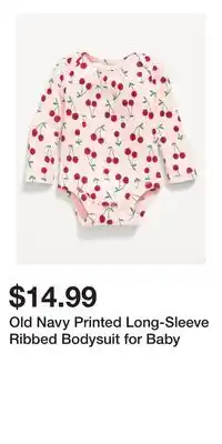 Old Navy Old Navy Printed Long-Sleeve Ribbed Bodysuit for Baby offer