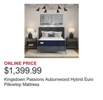 Costco Kingsdown Passions Auburnwood Hybrid Euro Pillowtop Mattress offer