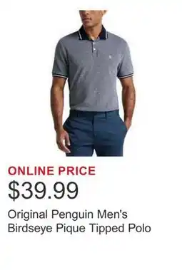 Costco Original Penguin Men's Birdseye Pique Tipped Polo offer