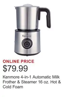 Costco Kenmore 4-in-1 Automatic Milk Frother & Steamer 16 oz. Hot & Cold Foam offer