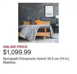 Costco Springwall Chiropractic Hybrid 35.5 cm (14 in.) Mattress offer