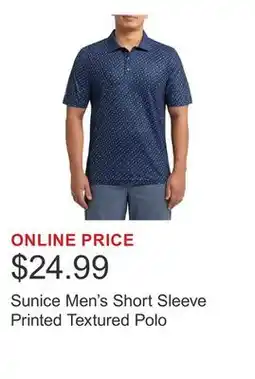 Costco Sunice Men's Short Sleeve Printed Textured Polo offer