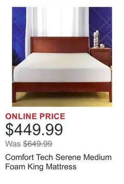 Costco Comfort Tech Serene Medium Foam King Mattress offer