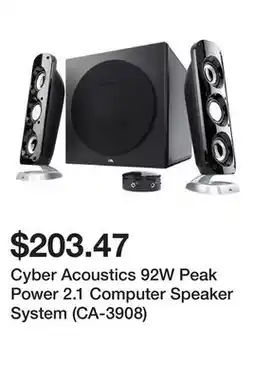 Newegg Cyber Acoustics 92W Peak Power 2.1 Computer Speaker System (CA-3908) offer