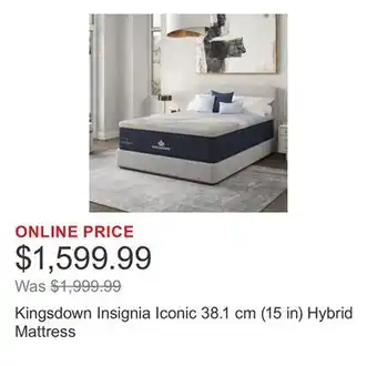 Costco Kingsdown Insignia Iconic 38.1 cm (15 in) Hybrid Mattress offer