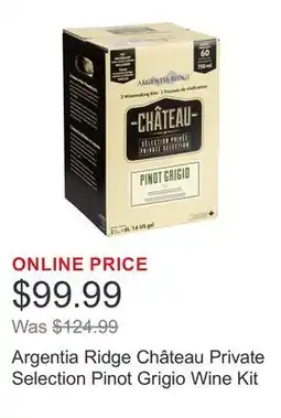 Costco Argentia Ridge Château Private Selection Pinot Grigio Wine Kit offer