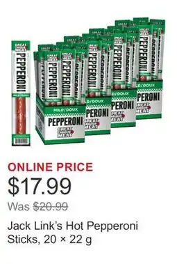 Costco Jack Link's Hot Pepperoni Sticks, 20 × 22 g offer