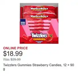 Costco Twizzlers Gummies Strawberry Candies, 12 × 90 g offer
