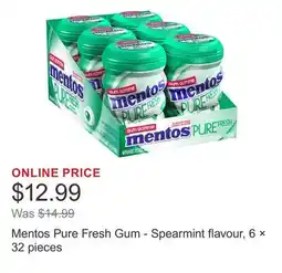 Costco Mentos Pure Fresh Gum - Spearmint flavour, 6 × 32 pieces offer