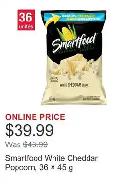 Costco Smartfood White Cheddar Popcorn, 36 × 45 g offer