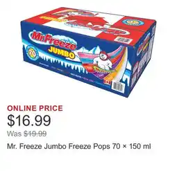 Costco Mr. Freeze Jumbo Freeze Pops 70 × 150 ml offer