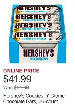 Costco Hershey's Cookies 'n' Creme Chocolate Bars, 36-count offer