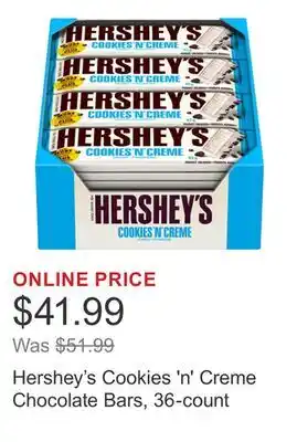 Costco Hershey's Cookies 'n' Creme Chocolate Bars, 36-count offer