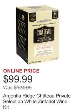 Costco Argentia Ridge Château Private Selection White Zinfadel Wine Kit offer
