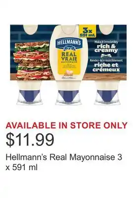 Costco Hellmann's Real Mayonnaise 3 x 591 ml offer