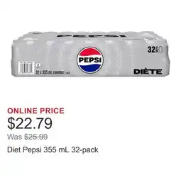 Costco Diet Pepsi 355 mL 32-pack offer