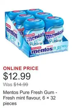 Costco Mentos Pure Fresh Gum - Fresh mint flavour, 6 × 32 pieces offer