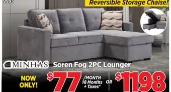 Surplus Furniture Soren Fog 2PC Lounger offer