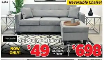 Surplus Furniture Grey 2Pc Sofa & Ottoman offer
