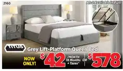 Surplus Furniture Grey Linen Platform-Lift Queen Bed w/ Storage offer
