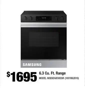 Home Depot SAMSUNG 6.3 Cu. Ft. Range offer