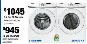 Home Depot 5.2 Cu. Ft. Washer offer